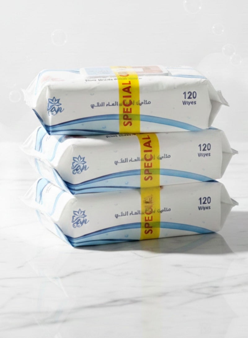 ريفان مجموعة مناديل مبللة بالماء فقط مكونه من 3 عبوات 3×120(360منديل) - Image 4